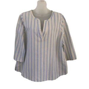 St. John’s Bay Cotton, linen blend Blue and White Striped Tunic